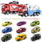 Winrayk 4Pcs Tow Truck Toys With Mini Toy Cars Set Pull Back Cars With Lights And Sound Trailer Transporter Vehicles Truck Toy,