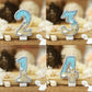 ElekFX Birthday Candle - Number 15, White Wax Cake Topper, 2.76 inch, Beach Starfish Sequins Decoration for Birthday Parties