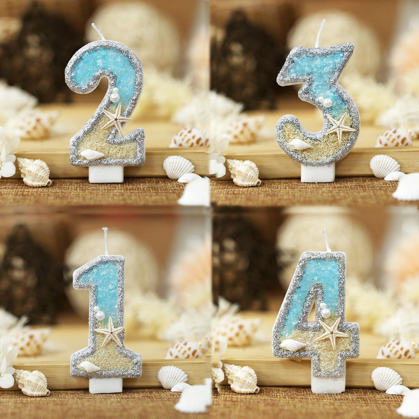 ElekFX 27th Birthday Candle for Cake, Beach Starfish Sequins Number Cake Candles, 2.76 inch Number 27 Happy Birthday Candle, Cak