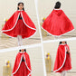 Century Star Girl Fur Princess Cape With Hood Girls Cloak For Little Girls Christmas Red 4-5 Years