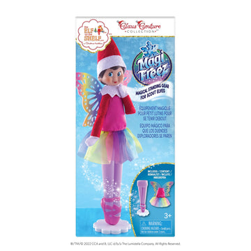 The Elf On The Shelf Scout Girl (Dark Tone/Brown Eyed Girl) With Magifreez Rainbow Snow Pixie
