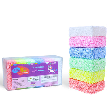 Silly Foam, Creative Modeling Foam Beads, 6 Neon Pastel Colors (Unicorn), Perfect For Preschool And Kids, Arts, Crafts, Sensory 