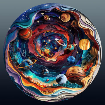 Wooden Puzzles for mature-themeds - Flat Puzzle with 3D Visual Effect  Unique Shape Universal Puzzle  Wood Puzzles mature-themed  Gifts for Family and Friends  Wall Art Home Decor (L-13.4 * 13.4in- 300 Pieces)