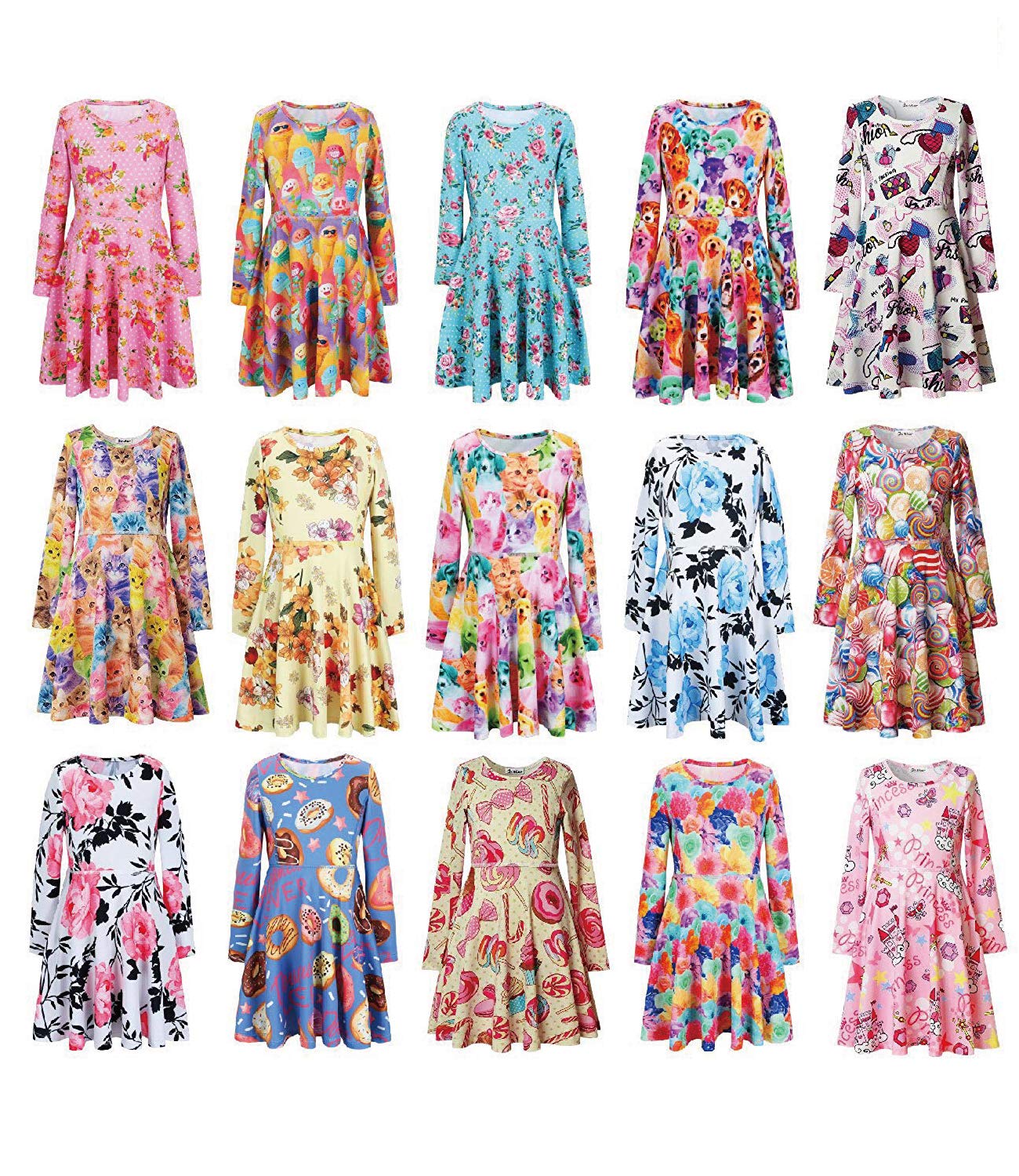 Mermaid Dresses Girls Long Sleeve Swing Fall Winter Fish Scale Outfit Halloween Costume,Size 10 11