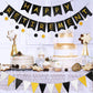 Happy Retirement Banner Assembled Gagaku Black And Gold Retirement Party Decorations Supplies Kit Gold Glitter Paper Pennant Banner For Men Women Office Farewell Party