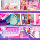 Bettina Large Plastic Dollhouse, 4 Ft Tall Dreaming Doll House With 15+ Furnitures & Accessories, 3-Story Playhouse Dolls House