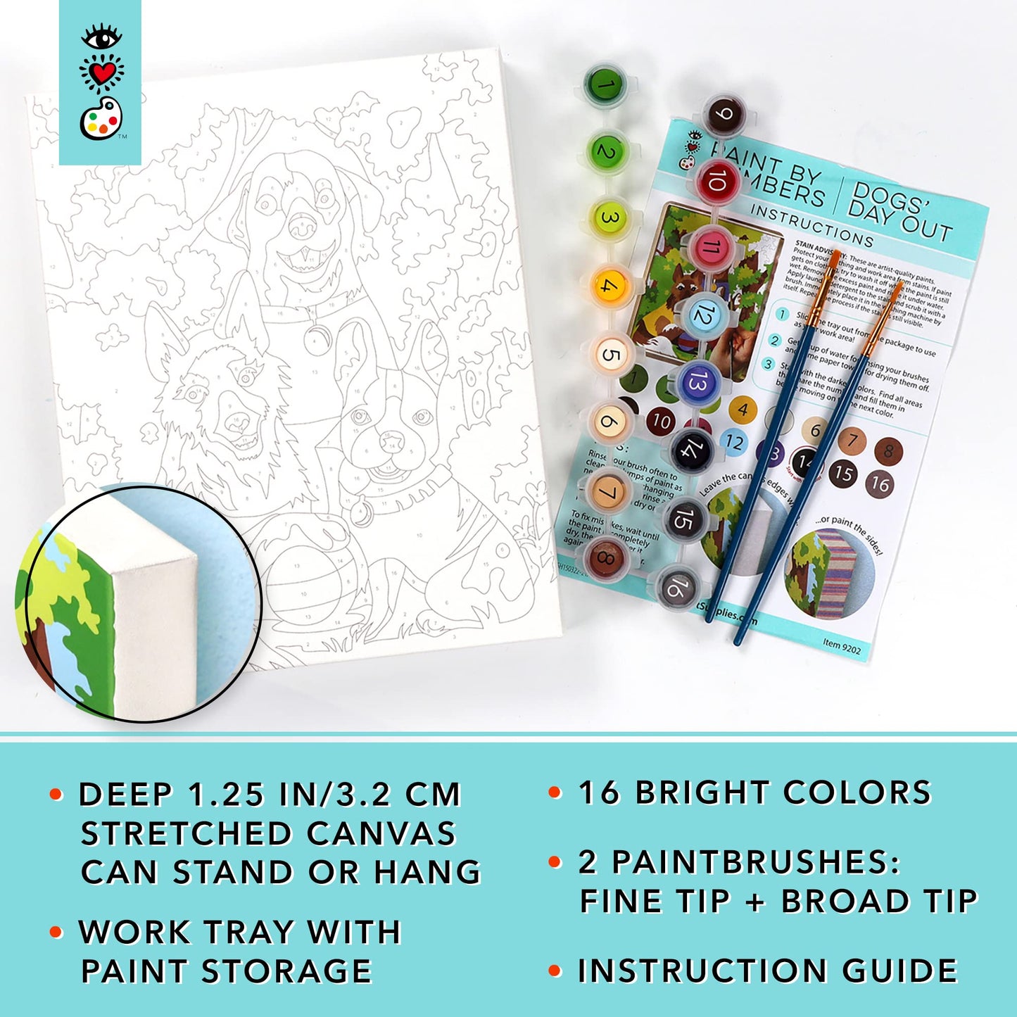 Bright Stripes Paint by Numbers Kit for Kids: Easy to Follow Paint by Numbers Canvas with Frame Kids Paint Kit (Paint by Numbers