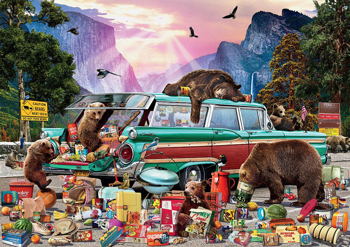 Buffalo Games 300 Piece Jigsaw Puzzle - Yosemite Picnic, Large, Multicolor, Model 22511, Perfect for Game Nights
