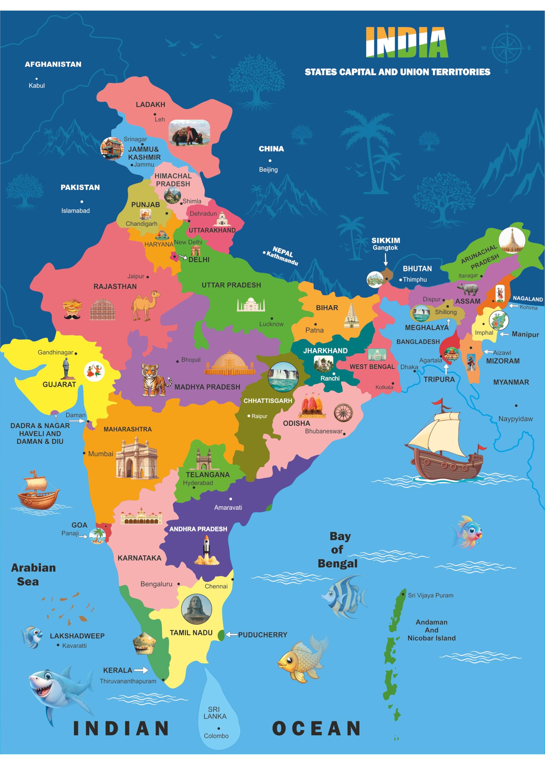 Ziana Kids Jigsaw Puzzle | Play & Learn India Map | Educational Toy Puzzle Map Of India | Fun Learning Toy For Girls & Boys | 24