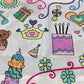 The Coloring Table - Birthday/Celebration Design - Rectangle Tablecloth - Fabric Coloring Tablecloth - Colorable Designs - Washa