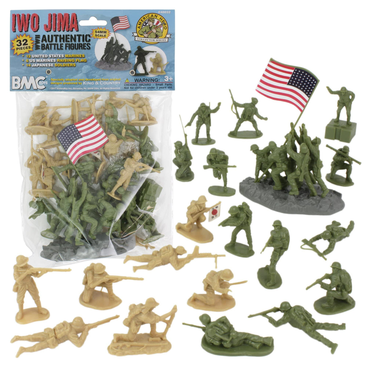 BMC WW2 Iwo Jima Plastic Army Men  32 American and Japanese Soldier Figures