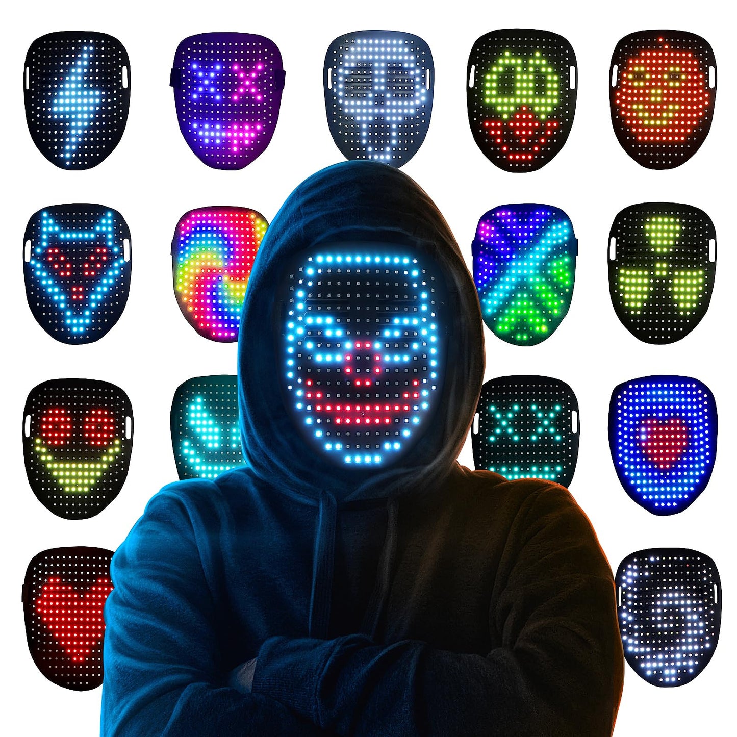 Mr.Pang LED Mask Light up Mask with Gesture Sensing, Cool Face Transforming Mask, Perfect Gifts for Halloween Christmas Birthday