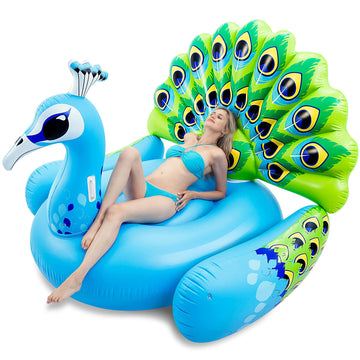 Joyin Inflatable Peacock Pool Float - Giant Blue Peacock Fun Beach Floaties, Swim Party Animal Decorations Adult Size Inflatable