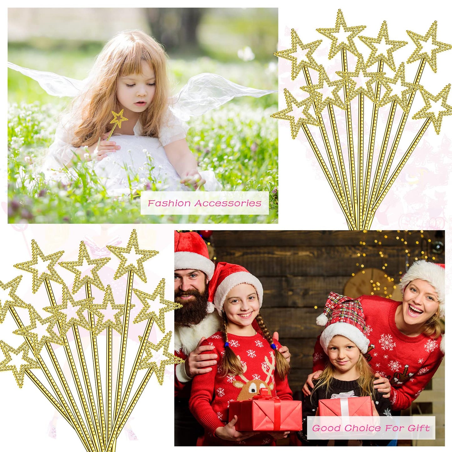 Meanplan 36 Pcs 13 Inch Fairy Wands Princess Magic Star Wands Fairy Angel Witch Sticks Fairy Costume Accessories for Women Girls