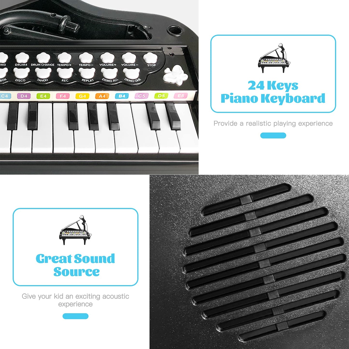 Love&Mini Toy Piano For Toddler - Birthday Gift For 1 2 3 4 5 Years Old Girls And Boys, 24 Keys Multi-Functional Baby Piano Toy With Microphone