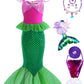 bibeikele Girls Mermaid Costume Dress UP Outfit Kids Cosplay with Necklace Mermaid Bag Hairpin 2-3Years(FCFK9-100)