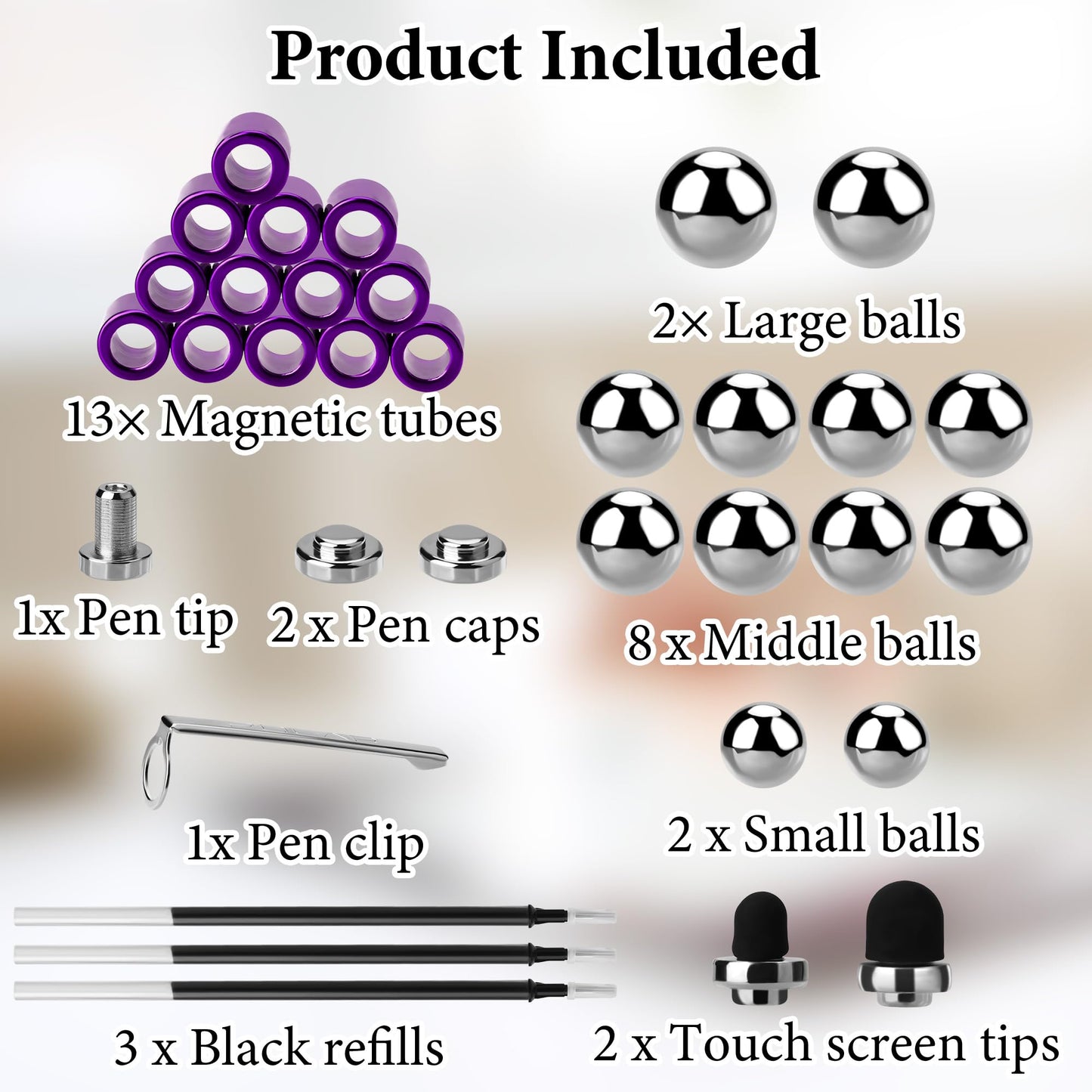 SUKIPIN Fidget Pen, Magnetic Fidget Pens for Adults, Purple Magnet Pen for Stocking Stuffers, Easter Basket Stuffers (Purple)