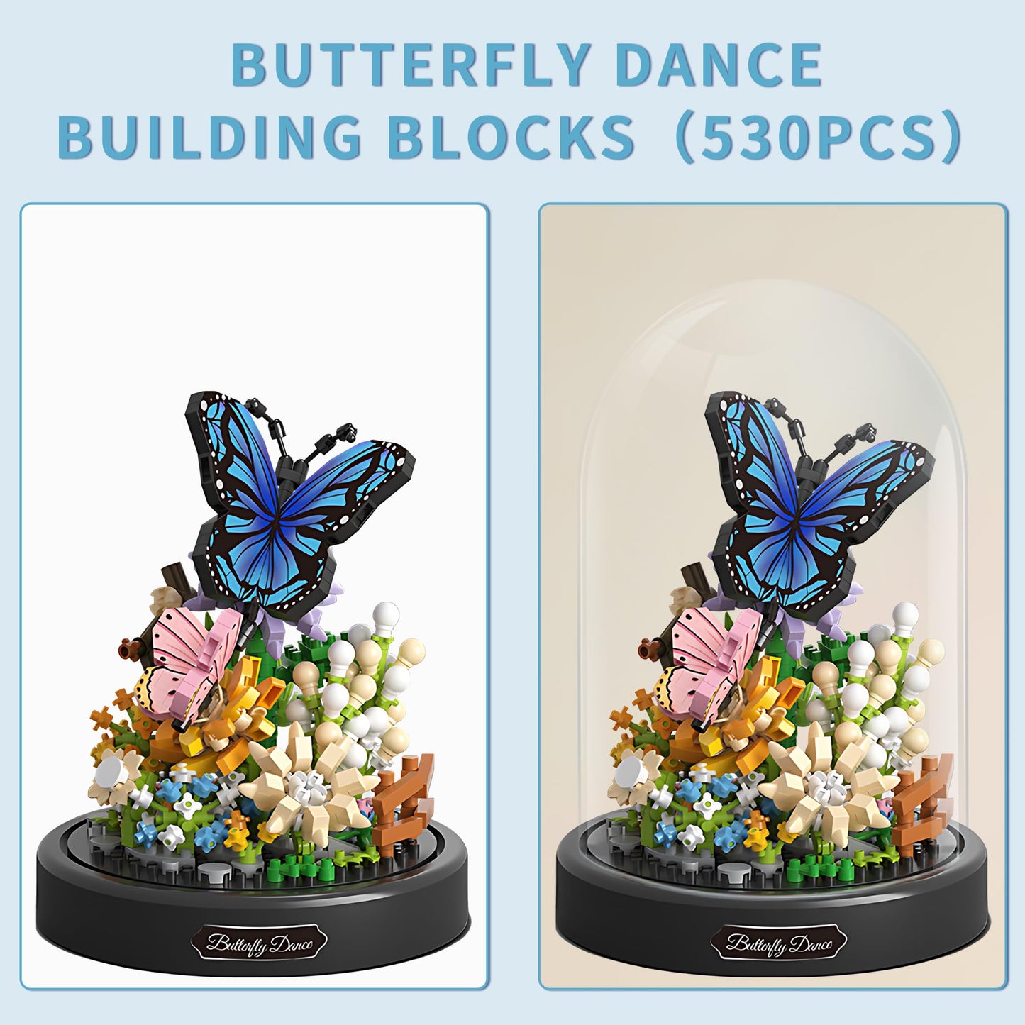 530 PCS Micro Brick Flower Butterfly Bouquet Building Sets  Animals Botanical Collection Blocks Model for mature-themed Toys Home Decor and Office Art Creative Gift Women  Mom Girl - Valentines Day Gift