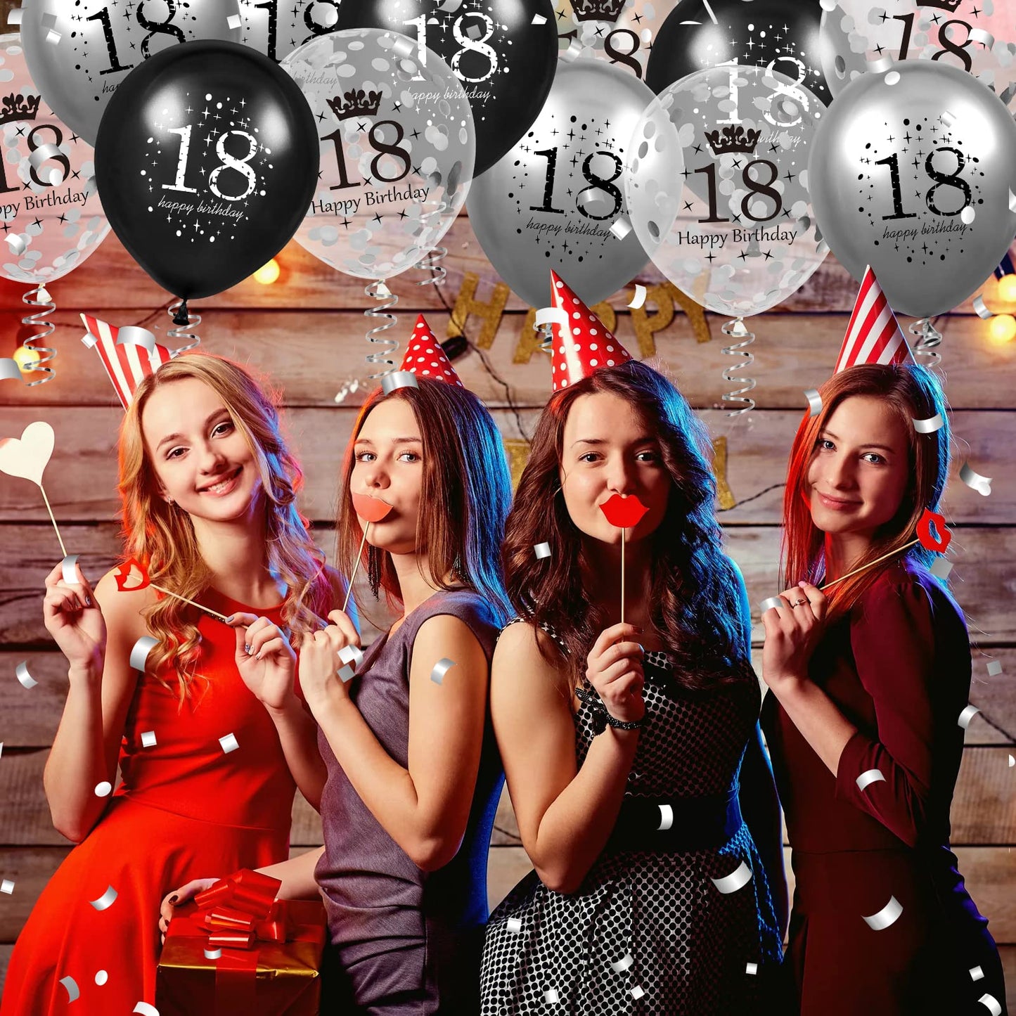 18Th Birthday Balloons Decorations 15Pcs Black Silver Happy 18Th Birthday Party Latex Confetti Balloons For Men Women Kids Boys Girls 18Th Anniversary Happy Birthday Party Decor Supplies 12 Inches