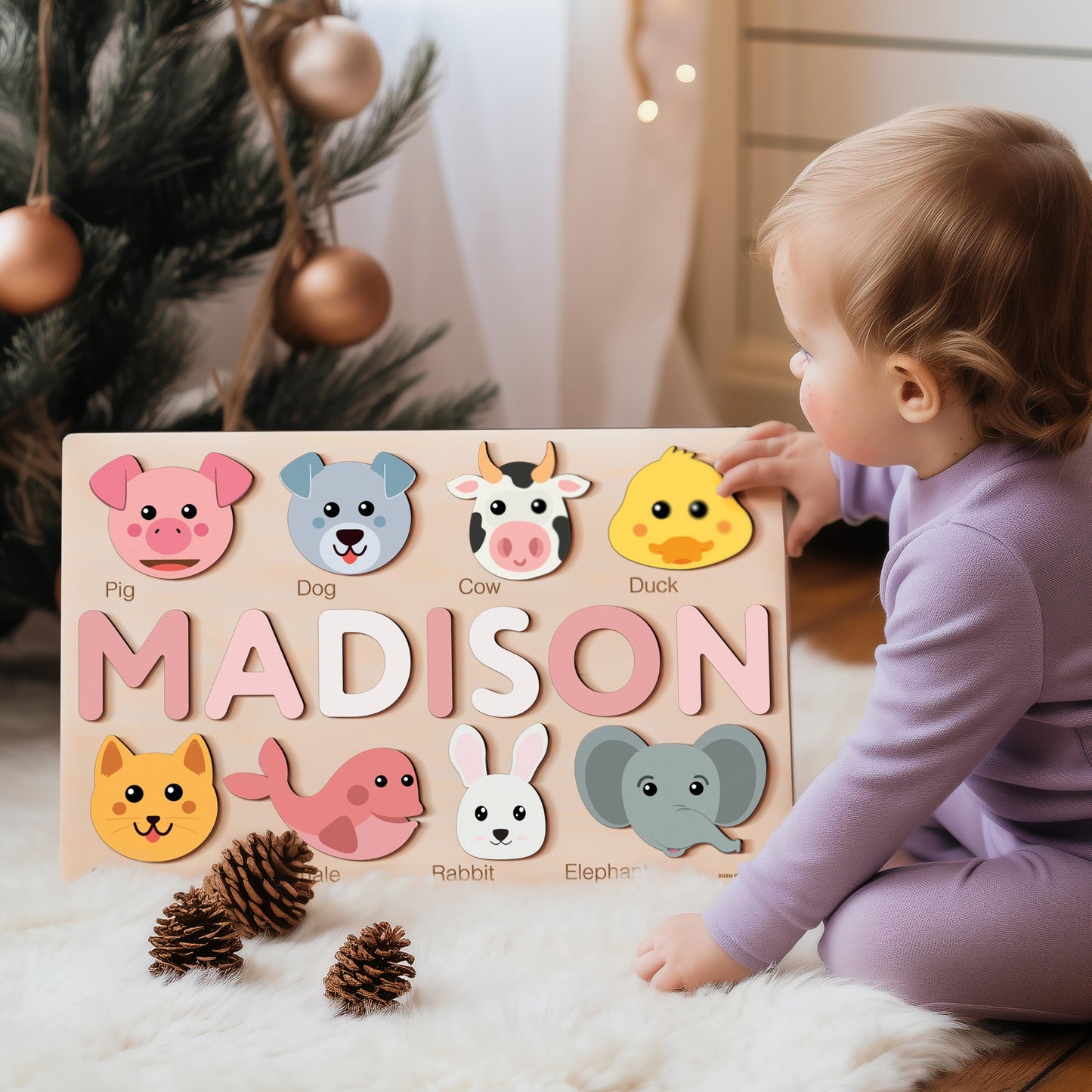 Personalize Name Puzzle for Toddler with Animal  Baby Gift for Girl and Boy 0 1 2 3 Year Old  Personalized Puzzle for Kid  1 Year Old Kid Gifts  Customized Baby Gift  Educational Name Toy