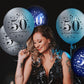 UniBirthLon 18Pcs 50th Birthday Balloons - Navy Blue & Silver Latex Decorations for Men & Women, Happy Birthday Confetti