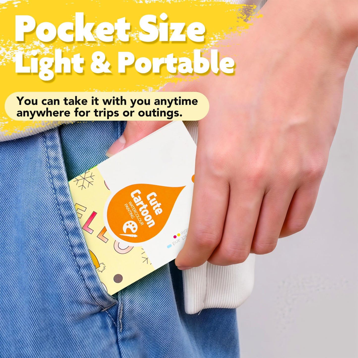 Watercolor Painting Book,Pocket Water Color Paint Mess Free Coloring for Kids Ages 2-4,3-5,6-8,Travel Arts and Crafts Creative V