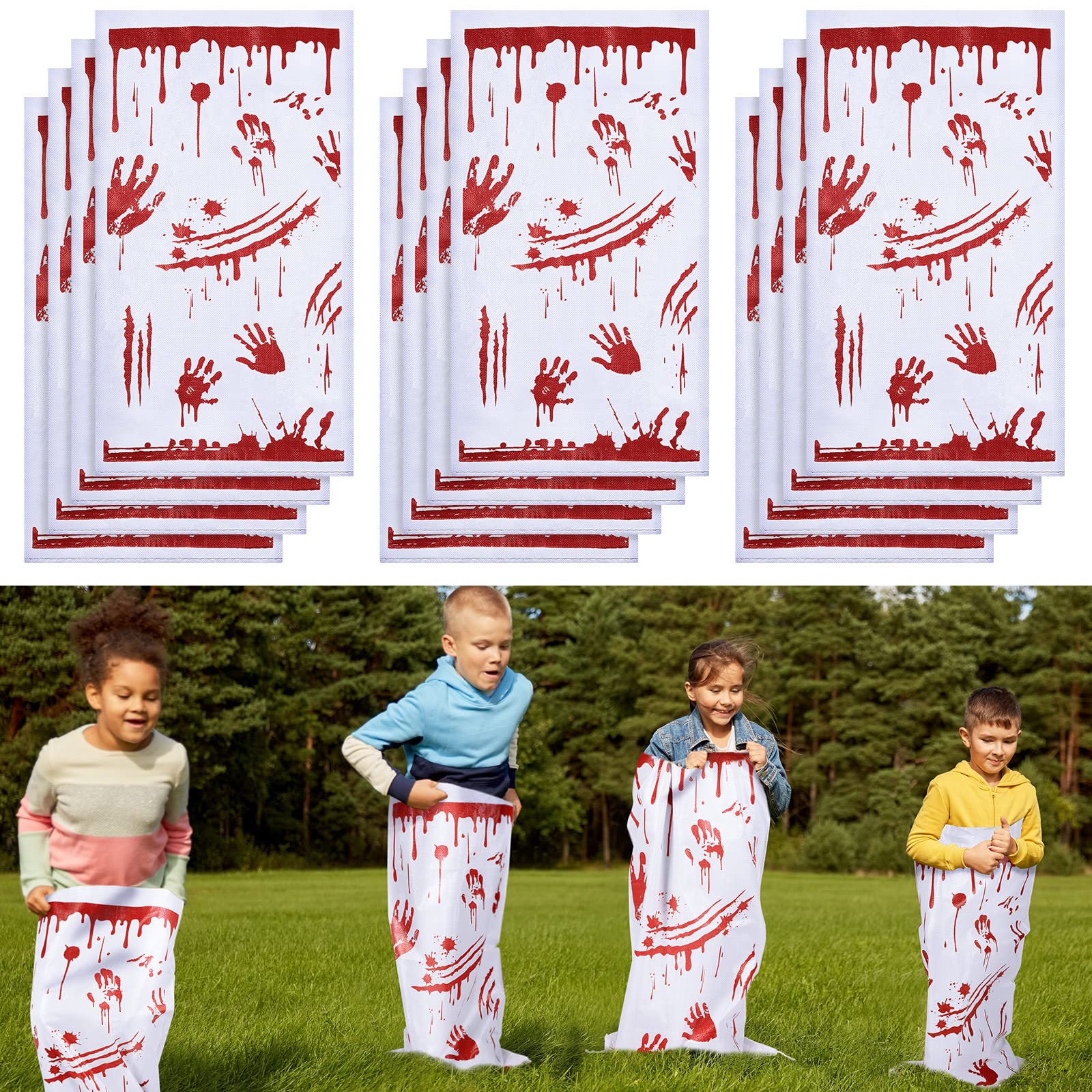 12 Pack Halloween Potato Sack Race Bags Kids Halloween Outdoor Games for Adults and Family 40 x 20 Inches Relay Race Games Party