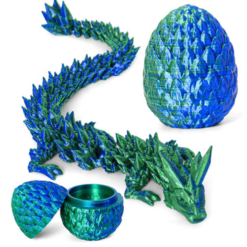 Philicoco 3D Printed Articulated Dragon Egg - Easter Basket Stuffers, Fidget Toy Gift for Kids & Adults(Green)