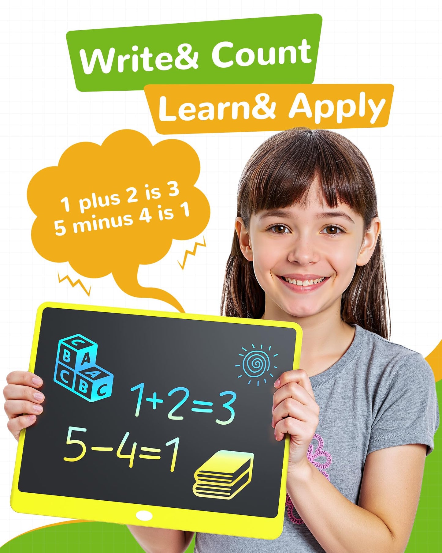 KOKODI LCD Writing Tablet, 16 Inch Colorful Toddler Doodle Board Drawing Tablet, Erasable Reusable Electronic Drawing Pads, Educ