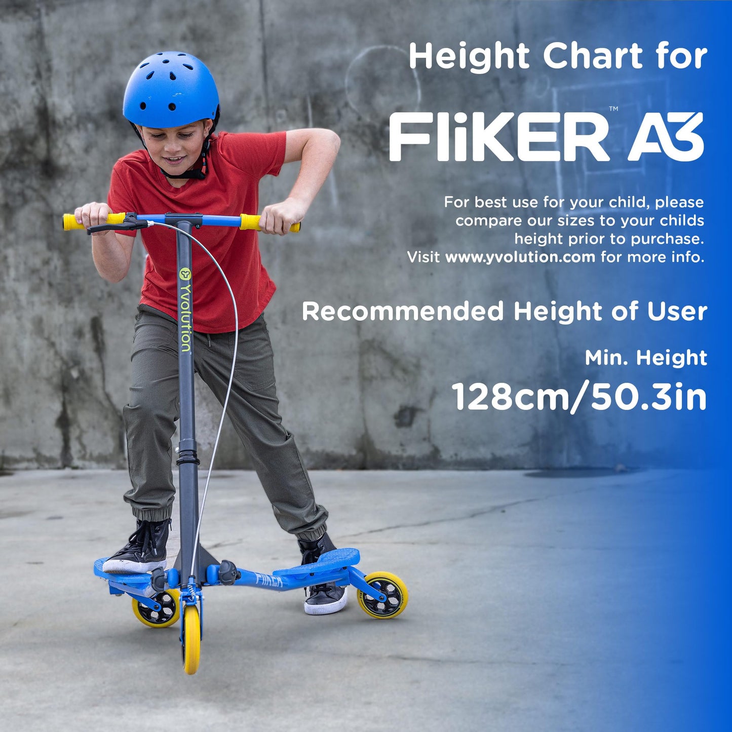 Yvolution Y Fliker Air A3 Drift Scooter - 3 Wheels, Aluminum, Purple 2020, for Ages 7+