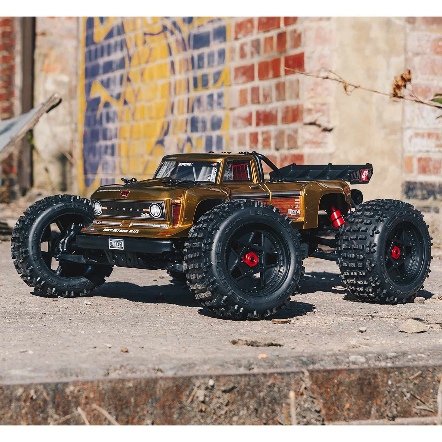 ARRMA RC Truck 1/10 Outcast 4X4 4S V2 BLX Stunt Truck RTR (Battery and Charger Not Included), Bronze, ARA4410V2T1