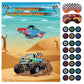 Eaezerav Pin The Wheels On The Truck Game With Monster Truck Poster, 36 Tyres Stickers, 2 Blindfolds For Car Theme Birthday Part