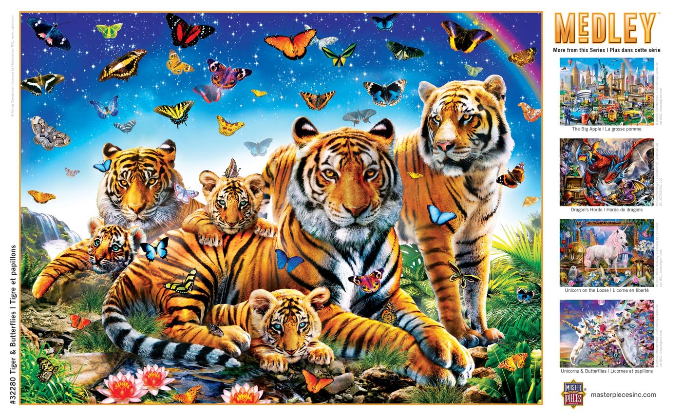 Masterpieces 300 Piece EZ Grip Jigsaw Puzzle - Tiger & Butterflies - 18x24