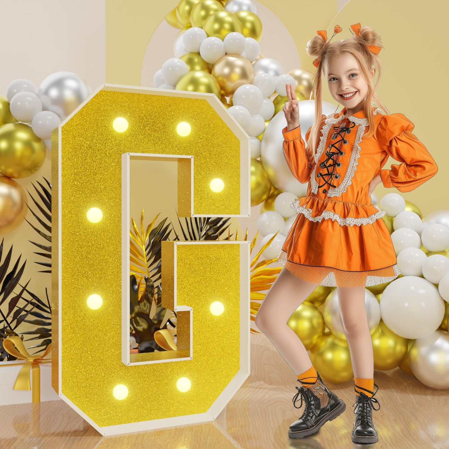 Imprsv Marquee Letters Gold 3Ft: Golden Party Decor - Light Up Letter G Large 3 Feet Tall - Party Decorations Letter For Graduat