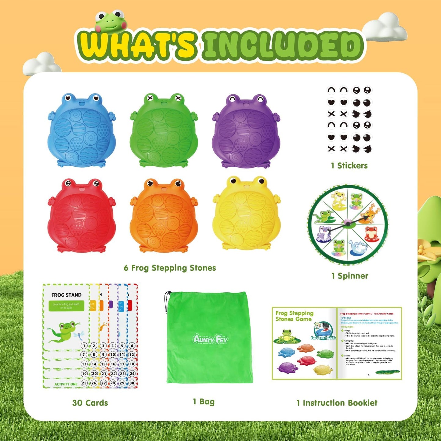 Auntyfey Stepping Stones Kids, 6 Pc Balance Stones For Toddlers 3-5, Sensory Play Indoor/Outdoor Toys