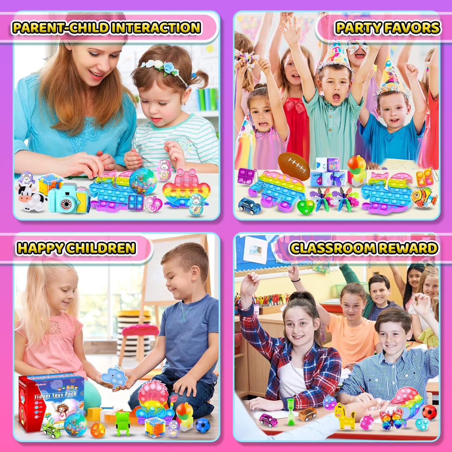 1000Pcs Party Favors For Kids Fidget Toys Pack Birthday Gift Toys Goodie Bags Stuffers Sensory Toy Treasure Box Birthday Party S
