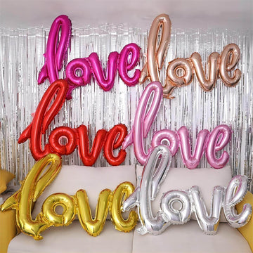 5 Pcs Hot Pink Heart Balloons Hot Pink Love Balloons For Valentines Day Decorations Bridal Shower Wedding Party Decorations