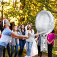 Aoriher Disco Ball Piata 12.6 x 12.6 x 3 Inch Disco Party Piata Mirror Disco Ball Piata Silver Foil Piata with Stick Mask Confet