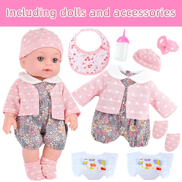 Uzidbto Realistic Baby Doll Set In Gift Box - 12 Inch Newborn Alive Baby Doll With Accessories And Clothes With Pacifier Feeding