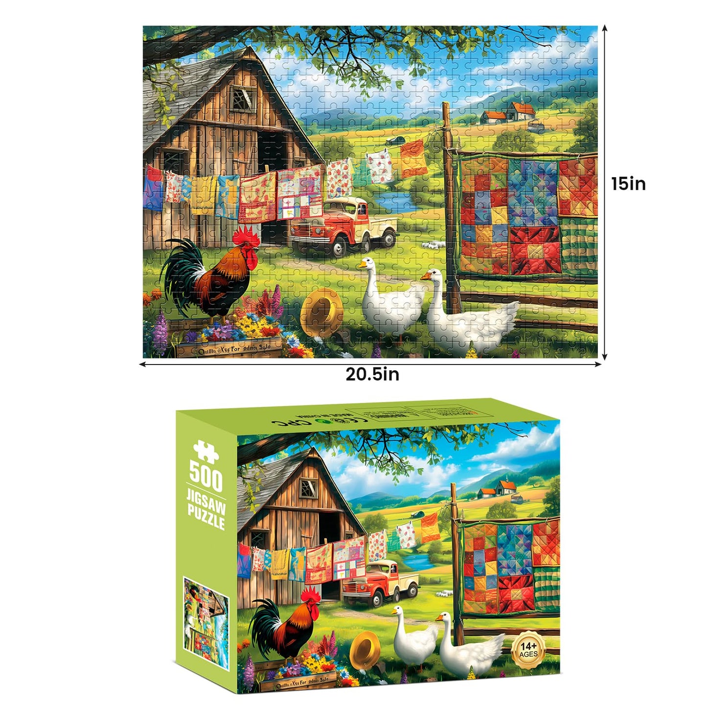 500 Pieces Puzzles for mature-themed Jigsaw Puzzle 500 Piece Puzzle Children Elderly Puzzle Chicken Duck Farm Puzzle Gift for Mom Dad Family Friend Family Activity Games Home Decor Wall Art 20.5x15IN