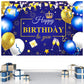 YinQin 180x120 cm Glitter Navy Blue Gold Happy Birthday Party Backdrops Cloth 71x47 inch Birthday Photography Backgrounds Royal
