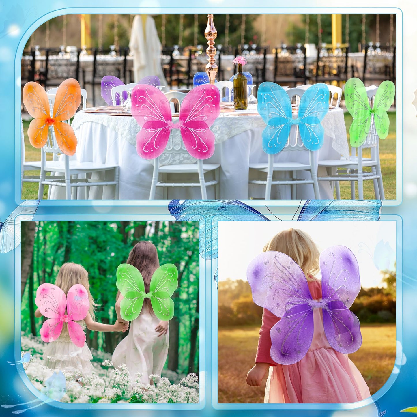 Junkin 36 Pcs Fairy Wings Kids Bulk Butterfly Costume Wings for Girls Halloween Dress up Butterfly Favors Role Play Supplies(Bri