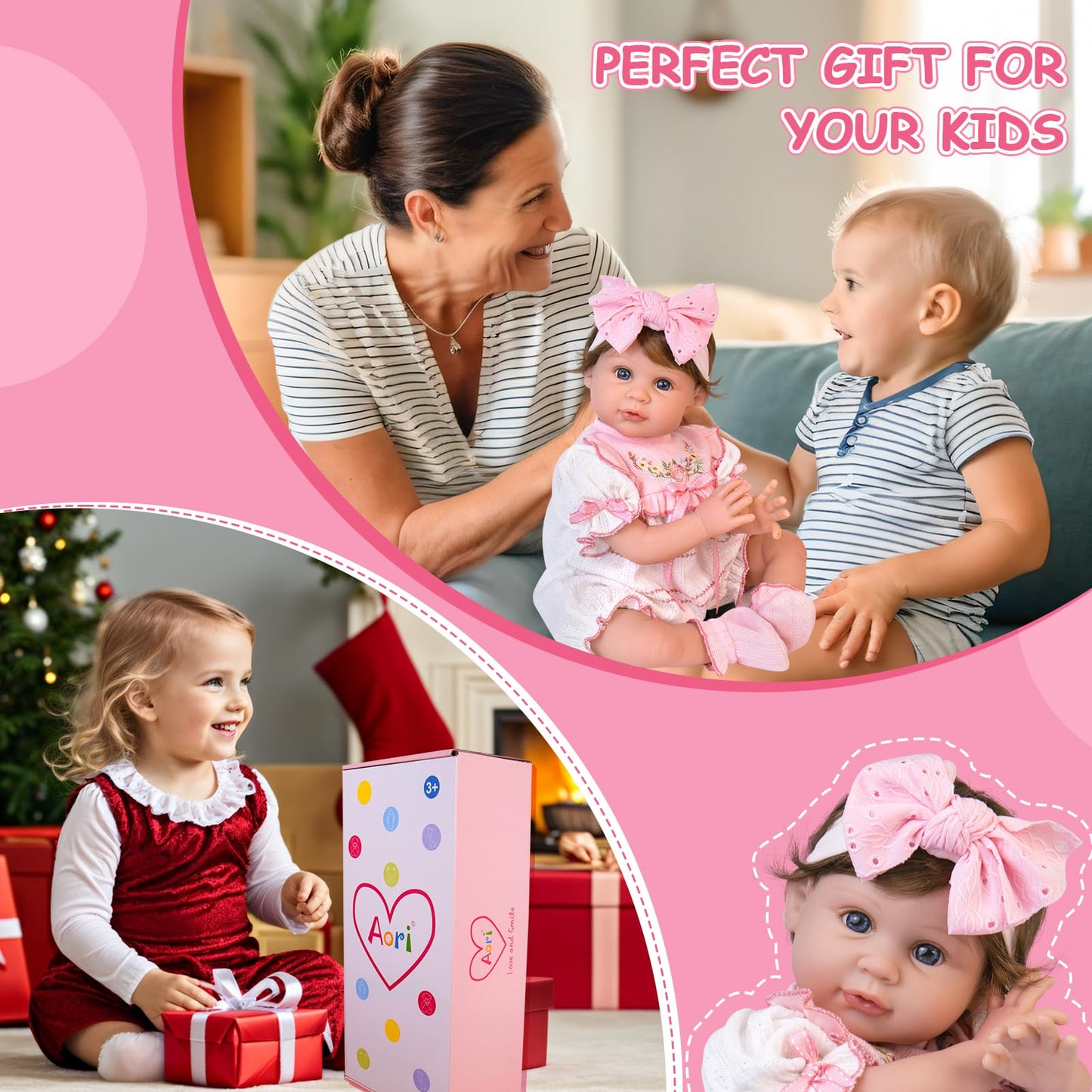 Aori Reborn Baby Dolls Lifelike - 22 Inch Realistic Reborn Baby Girl with Handmade Details | Includes Pink Outfit  Pacifier & Certificate | enhanced Soft Vinyl Doll Gift for Collectors  Kids 3+