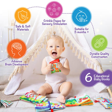 Cloth Books For Babies (Set Of 6) - Premium Quality Soft Books For Babies. Touch And Feel Crinkle Paper. Cloth Books For Early Children'S Development.