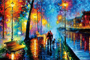 Ingooood- Jigsaw Puzzle 1000 Pieces- Must-Have Collections Series-Rainy Night Walk,Accompanied Oil Painting Jigsaw Puzzles For Adults Teens Kids Brain Teaser (Accompanied)