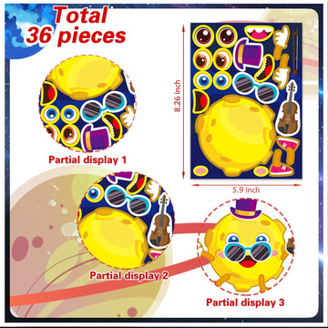 24 Sheets Space Stickers For Kids Make Your Own Astronaut Stickers, Make A Face Planet Stickers Mix Of Alien, Rocket, Ship And M