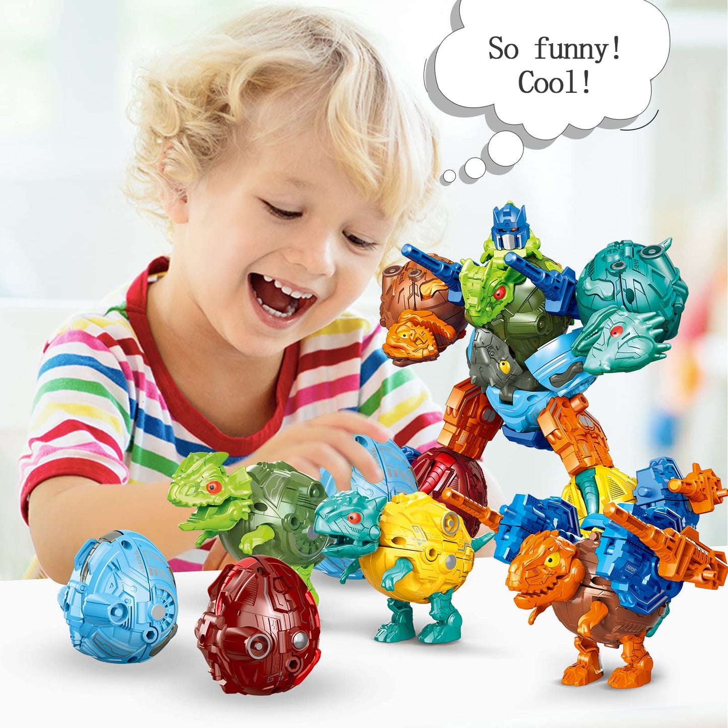 Kaxineu 6 In 1 Stem Dinosaur Robots Transformed Toys Set,Toddler Toys For Kids Boys Ages 6 7 8 9 10+,Dinosaur Toys Christmas Bir