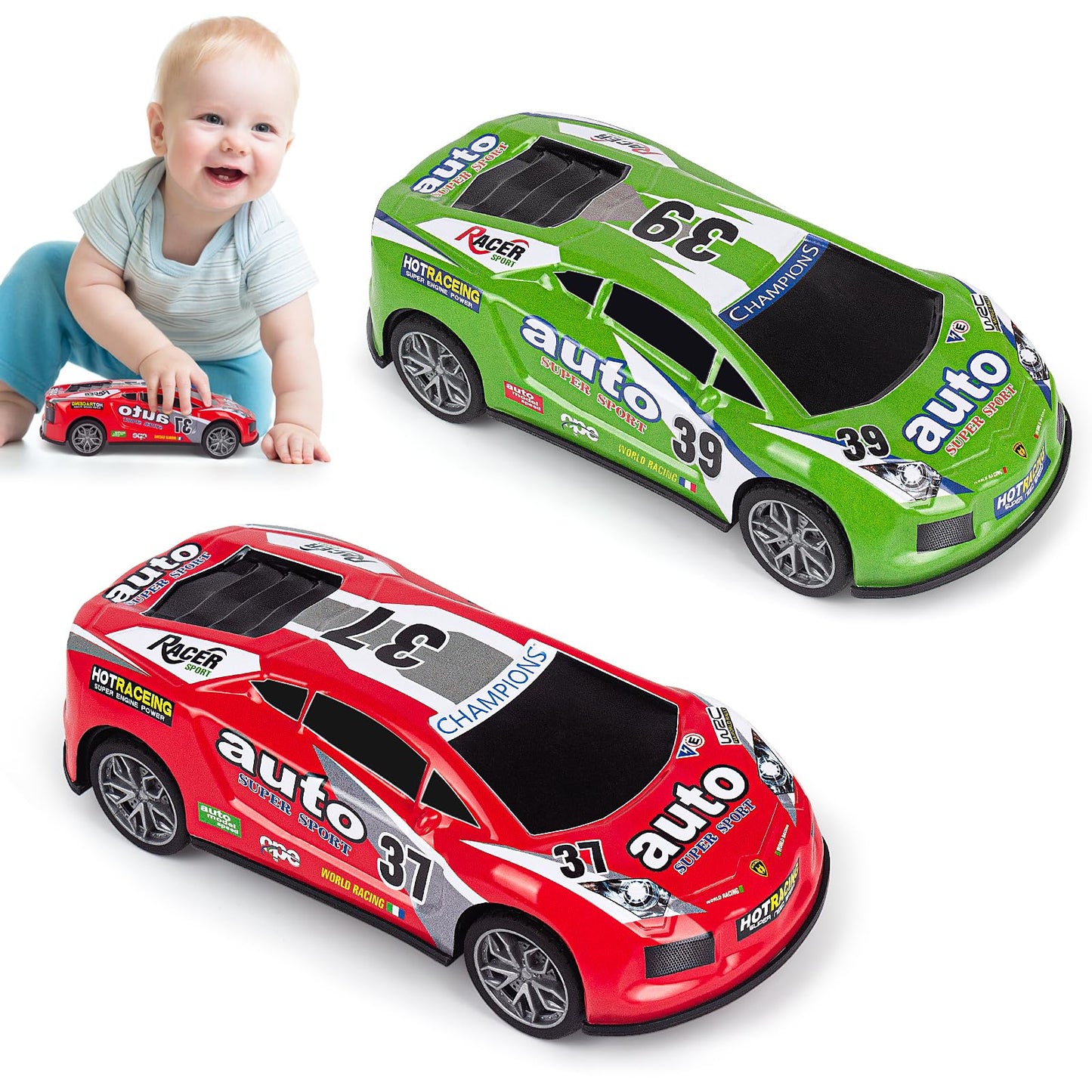 7 Inch Race Toy Cars For Toddler Boys Girls Friction Powered Push And Go Trucks Car Toys For Kids Ages 3 4 5 6 Year Old Birthday