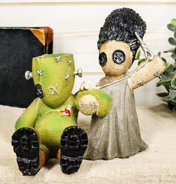 Ebros Day Of The Dead Pinheadz Monster With Voodoo Stitches Figurine Halloween Collectible Statue Fantasy Mythical Beings Undead Apocalypse Horror Icon (Mad Stitch Love Frankenstein And Bride)