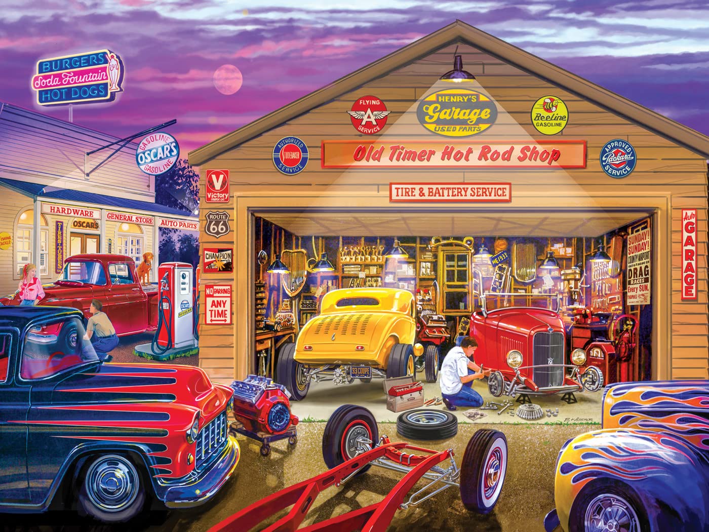 Masterpieces 750 Piece Jigsaw Puzzle For Adults And Family - Old Timer'S Hot Rods - 18'X24'